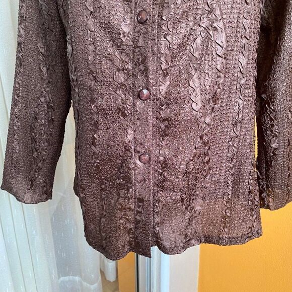 Pretty Angel Anthropoligie Silk Rayon Button Front Crinkle Fabric Blouse SZ M - Picture 4 of 10